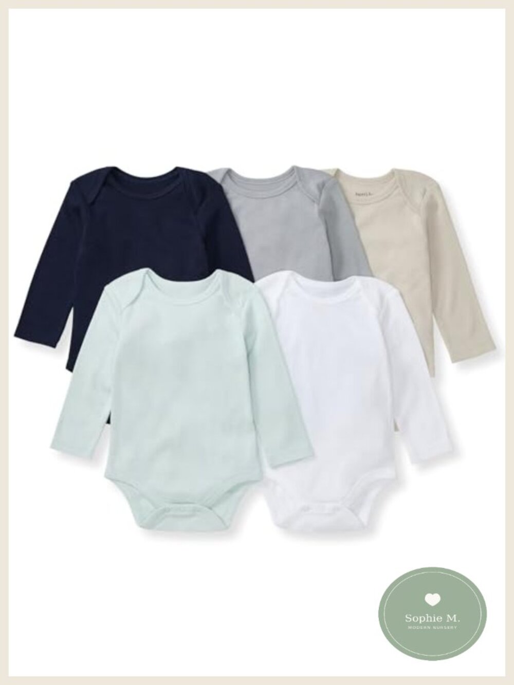 5-Pack Organic Cotton Baby Bodysuits Long Sleeve Newborn GOTS